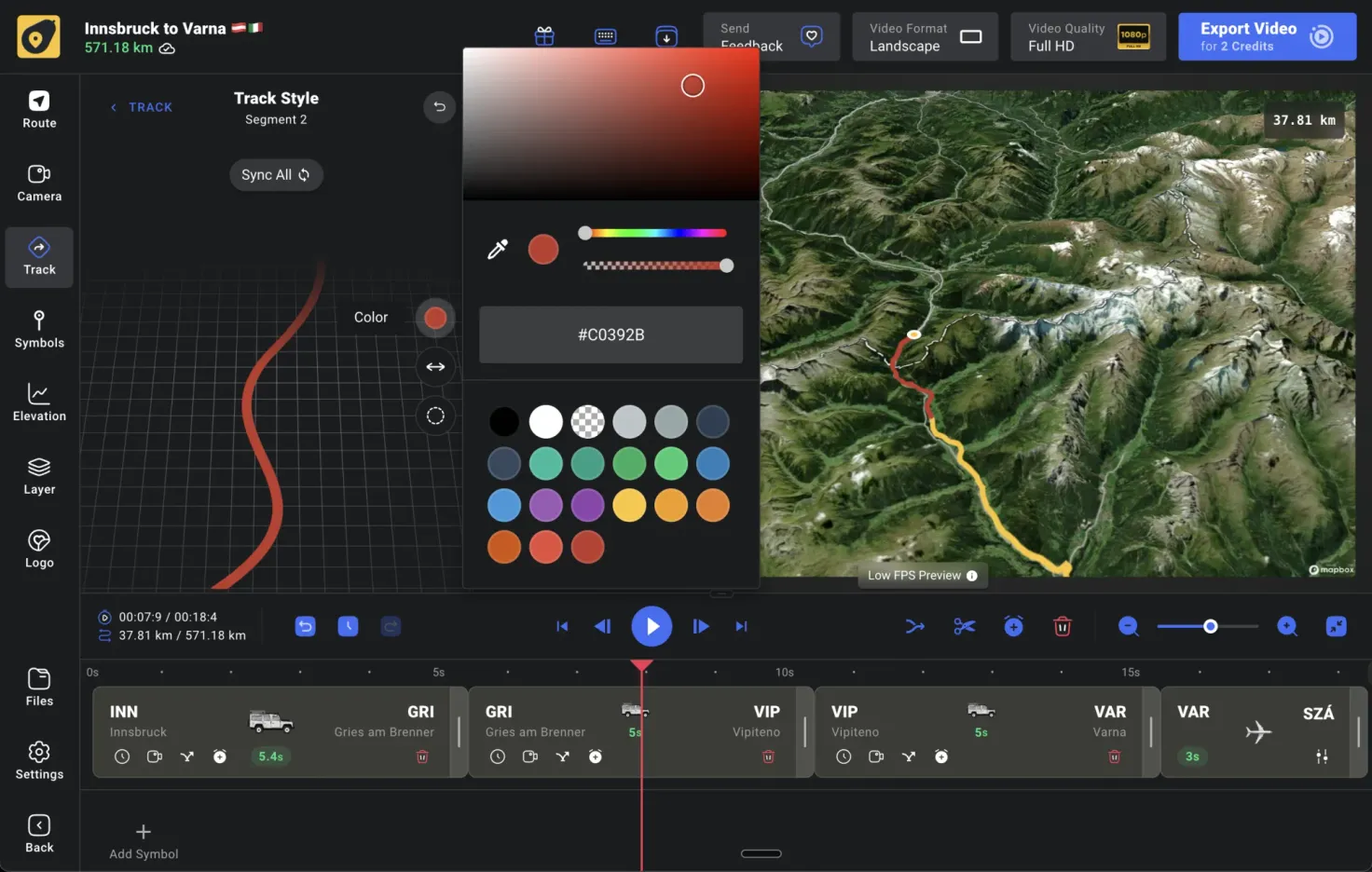 Choosing the track color